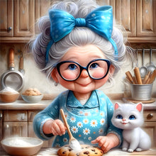 Load image into Gallery viewer, 4pcs Round Diamond Painting Set - Cute grandma (30*30CM)