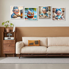Load image into Gallery viewer, 4pcs Round Diamond Painting Set - Cute grandma (30*30CM)