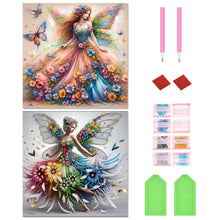 Load image into Gallery viewer, 2pcs Round Diamond Painting Set - Beautiful skirt girl