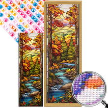 Load image into Gallery viewer, AB Diamond Painting - Full Round - Autumn scenery glass art (30*90CM)