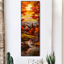 Load image into Gallery viewer, AB Diamond Painting - Full Round - Autumn cottage landscape glass art (30*90CM)