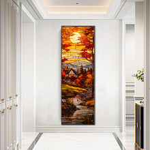 Load image into Gallery viewer, AB Diamond Painting - Full Round - Autumn cottage landscape glass art (30*90CM)
