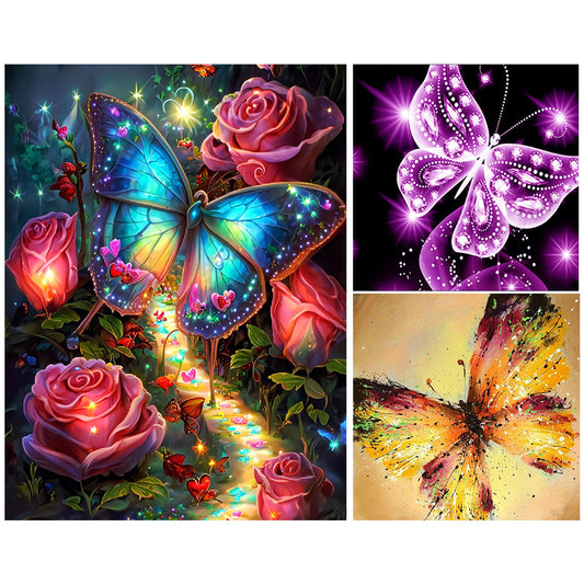3pcs Round Diamond Painting Set - Butterfly (30*40CM)