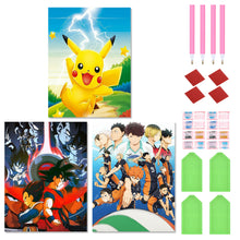 Load image into Gallery viewer, 3pcs Round Diamond Painting Set - Cartoon series (30*40CM)