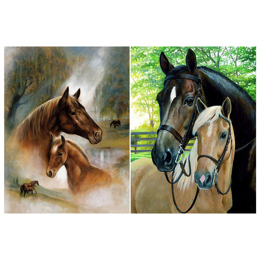 2pcs Round Diamond Painting Set - Animal series (30*40CM)