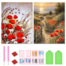 Load image into Gallery viewer, 2pcs Round Diamond Painting Set - Landscape flower series (30*40CM)