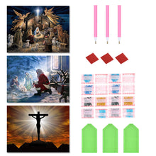 Load image into Gallery viewer, 3pcs Round Diamond Painting Set - Faith series (40*30CM)