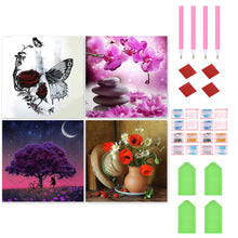 Load image into Gallery viewer, 4pcs Round Diamond Painting Set - Flowers and nature (30*30CM)