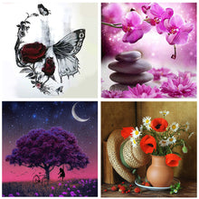 Load image into Gallery viewer, 4pcs Round Diamond Painting Set - Flowers and nature (30*30CM)