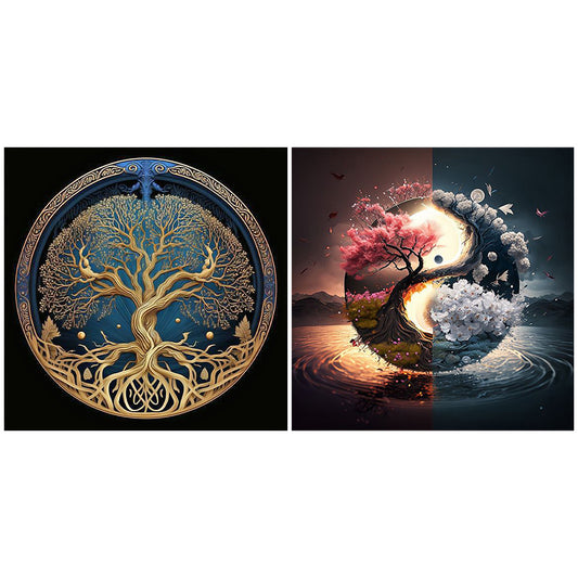 2pcs Round Diamond Painting Set - Tree of life (30*30CM)