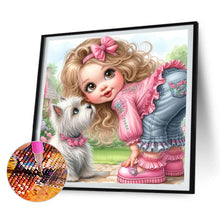 Load image into Gallery viewer, 3pcs Round Diamond Painting Set - Girl and animal (30*30CM)
