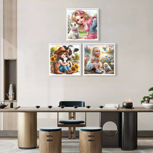Load image into Gallery viewer, 3pcs Round Diamond Painting Set - Girl and animal (30*30CM)