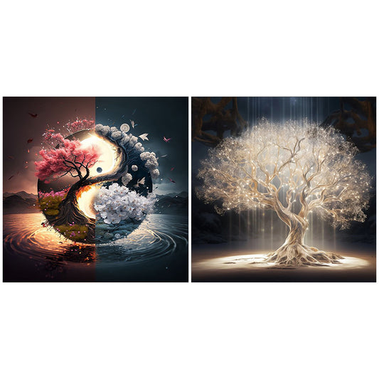 2pcs Round Diamond Painting Set - Flowers and plants (30*30CM)