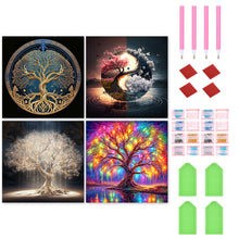 Load image into Gallery viewer, 4pcs Round Diamond Painting Set - Flowers and plants (30*30CM)