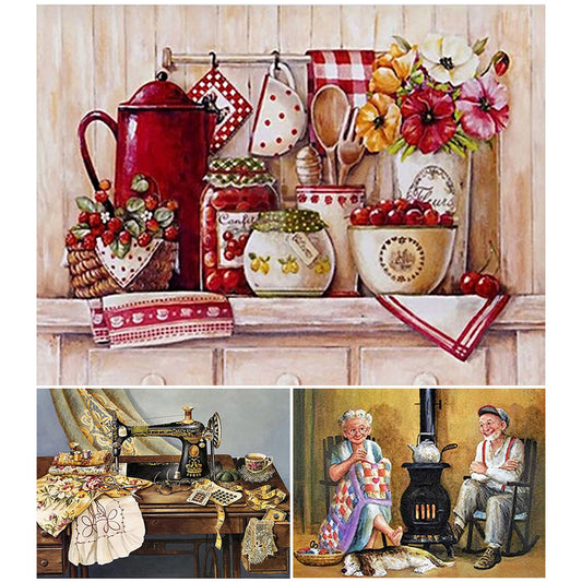 3pcs Round Diamond Painting Set - Still life (30*40CM)