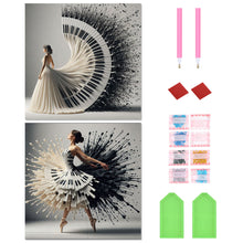 Load image into Gallery viewer, 2pcs Round Diamond Painting Set - Girl dancing in a piano skirt (40*40CM)