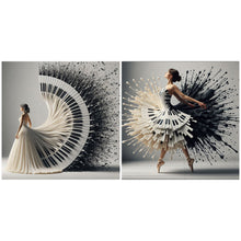 Load image into Gallery viewer, 2pcs Round Diamond Painting Set - Girl dancing in a piano skirt (40*40CM)