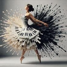 Load image into Gallery viewer, 2pcs Round Diamond Painting Set - Girl dancing in a piano skirt (40*40CM)