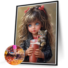 Load image into Gallery viewer, 2pcs Round Diamond Painting Set - Cute Big-eyed girl (30*40CM)