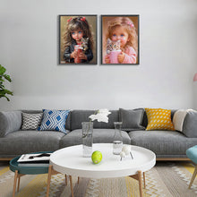 Load image into Gallery viewer, 2pcs Round Diamond Painting Set - Cute Big-eyed girl (30*40CM)