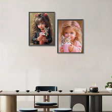 Load image into Gallery viewer, 2pcs Round Diamond Painting Set - Cute Big-eyed girl (30*40CM)