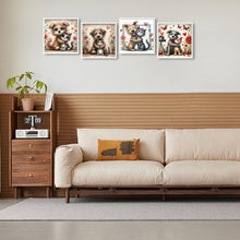 Load image into Gallery viewer, 4pcs Round Diamond Painting Set - Warm cat and dog (30*30CM)