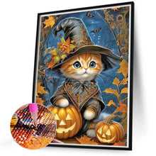 Load image into Gallery viewer, 2pcs Round Diamond Painting Set - Halloween pumpkin cat (30*40CM)
