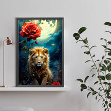 Load image into Gallery viewer, Diamond Painting - Full Round - Night lion and red rose (40*60CM)