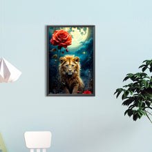 Load image into Gallery viewer, Diamond Painting - Full Round - Night lion and red rose (40*60CM)