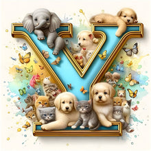 Load image into Gallery viewer, Diamond Painting - Full Round - Animal party letter Y (30*30CM)