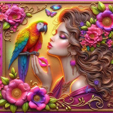 Load image into Gallery viewer, Diamond Painting - Full Round - Parrot and girl (40*40CM)