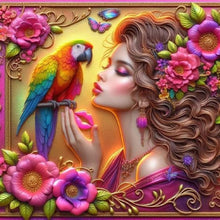 Load image into Gallery viewer, Diamond Painting - Full Round - Parrot and girl (40*40CM)