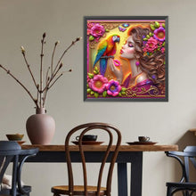 Load image into Gallery viewer, Diamond Painting - Full Round - Parrot and girl (40*40CM)
