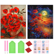 Load image into Gallery viewer, 2pcs Round Diamond Painting Set - Poppy (30*40CM)