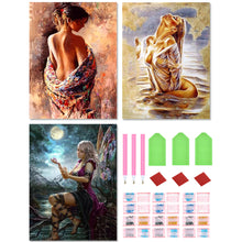 Load image into Gallery viewer, 3pcs Round Diamond Painting Set - Woman (30*40CM)