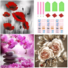 Load image into Gallery viewer, 3pcsRound Diamond Painting Set - Flowers and plants (30*30CM)
