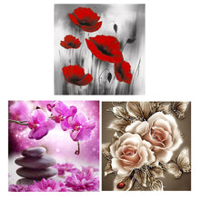 Load image into Gallery viewer, 3pcsRound Diamond Painting Set - Flowers and plants (30*30CM)