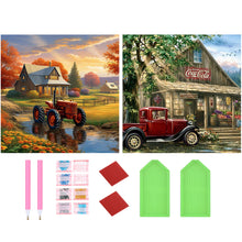 Load image into Gallery viewer, 2pcsRound Diamond Painting Set - Landscape (30*30CM)