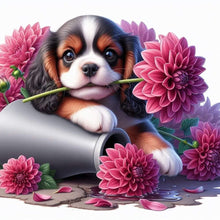 Load image into Gallery viewer, 4pcsRound Diamond Painting Set - Flower puppy (30*30CM)