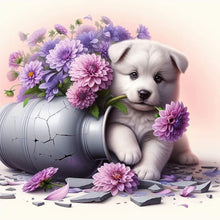 Load image into Gallery viewer, 4pcsRound Diamond Painting Set - Flower puppy (30*30CM)