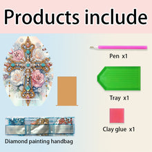Load image into Gallery viewer, DIY Diamond Painting Wooden Necklace Display Stand Holder (Cross Flowers A)