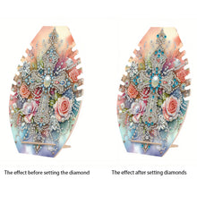 Load image into Gallery viewer, DIY Diamond Painting Wooden Necklace Display Stand Holder (Cross Flowers B)