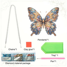 Load image into Gallery viewer, Acrylic Special Shaped Yellow Blue Butterfly Diamond Painting Hanging Decoration