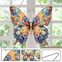 Load image into Gallery viewer, Acrylic Special Shaped Yellow Blue Butterfly Diamond Painting Hanging Decoration