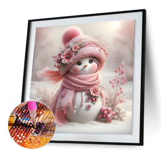 Diamond Painting - Full Round - Winter pink snowman (30*30CM)