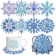 Load image into Gallery viewer, 8Pcs Wooden Snowflake Diamond Painting Coasters for Art Craft for Home Office