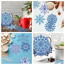 Load image into Gallery viewer, 8Pcs Wooden Snowflake Diamond Painting Coasters for Art Craft for Home Office