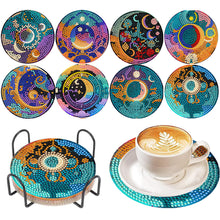 Load image into Gallery viewer, 8Pcs Wooden Sun Moon Star Diamond Painting Coasters for Art Craft for Home Decor