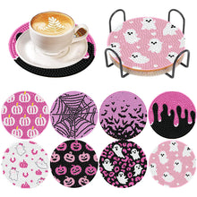 Load image into Gallery viewer, 8Pcs Wooden Halloween Diamond Painting Coasters for Art Craft for Home Office