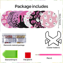 Load image into Gallery viewer, 8Pcs Wooden Halloween Diamond Painting Coasters for Art Craft for Home Office